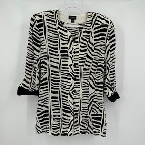 Shomi‎ Womens Vintage Silk Boho Zebra Print Top Size 16 Quiet Luxury Artsy Chic